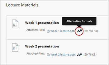 example screenshot showing the A icon